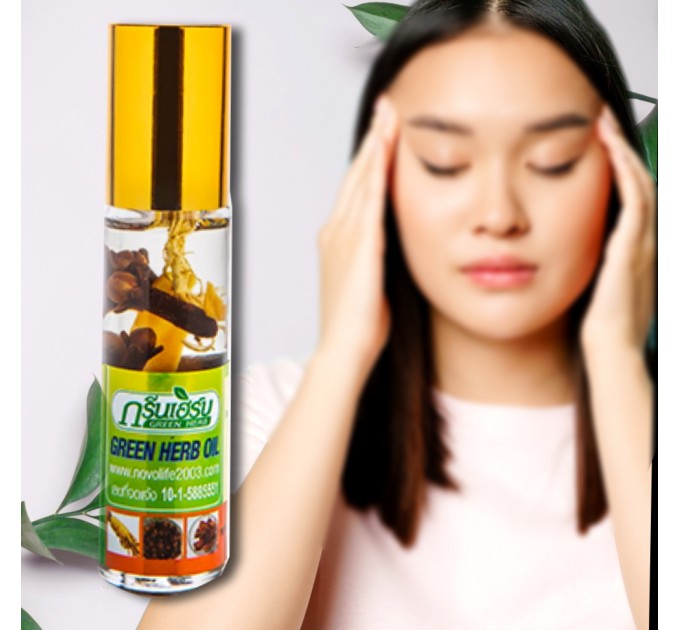 Тайский ингалятор карандаш эфирные масла Green Herb Oil, 15 мл. 