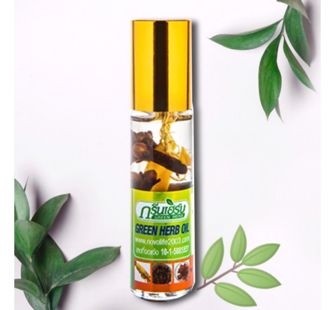 Тайский ингалятор карандаш эфирные масла Green Herb Oil, 15 мл. 